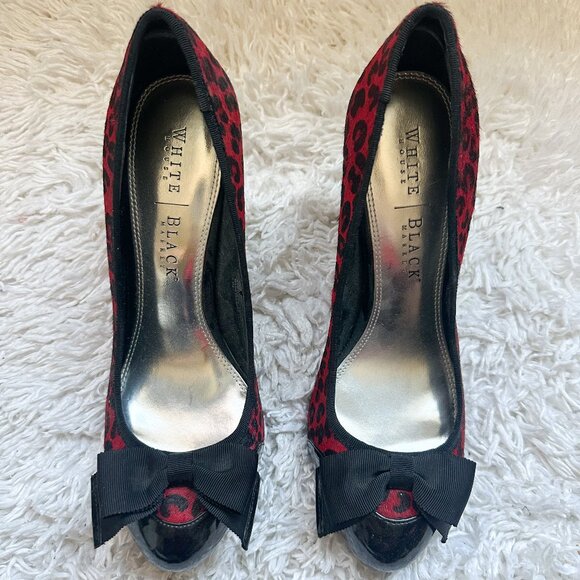 WHITE HOUSE BLACK MARKET Naomi Leopard High Heel Pumps | Red Black | Size 8.5 - Picture 2 of 4